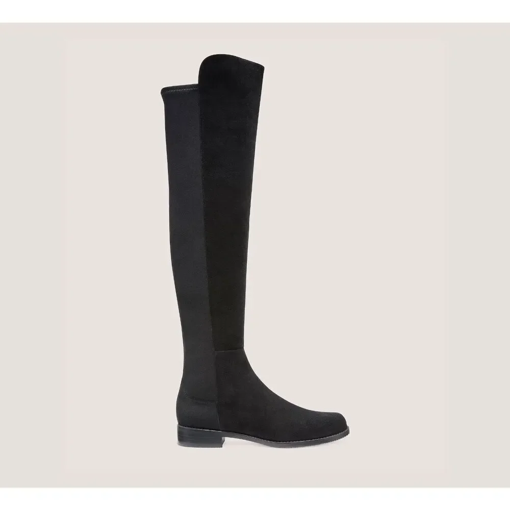 New Stuart Weitzman Women's 50/50 Black Suede Knee High Bold Boots Size 9.5